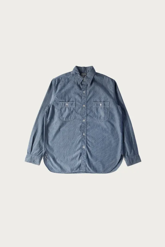 Relax Fit Stripe Chambray Work Shirt - Hickory made by orSlow