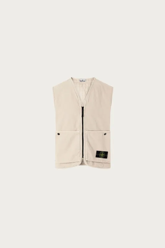 Organic Panama Cotton Old Effect Loose Fitting Vest - Tan made by Stone Island