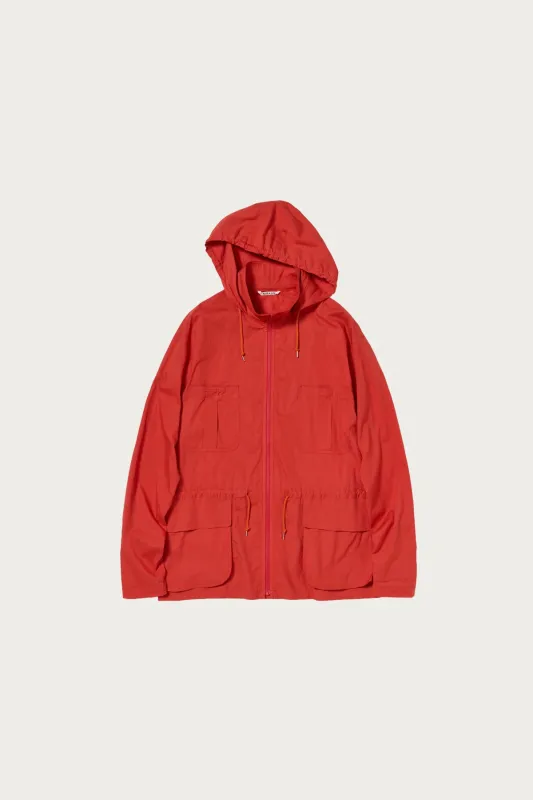 Super Fine Cotton Lawn Hooded Blouson - Red made by Auralee
