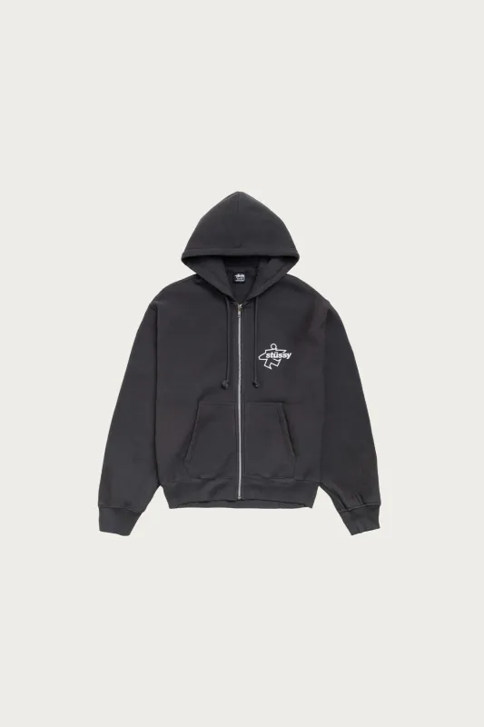 Surf Size Garment Dyed Zip Hood - Faded Black made by Stussy