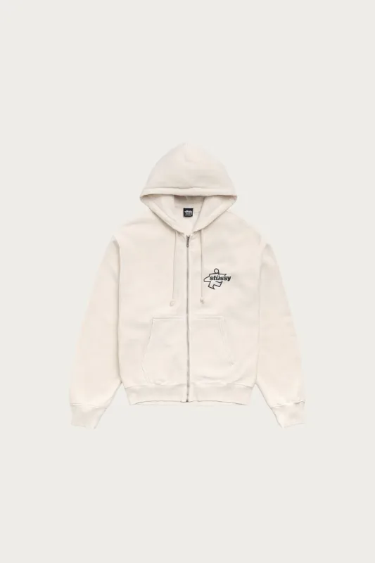 Surf Size Garment Dyed Zip Hood - Bone made by Stussy