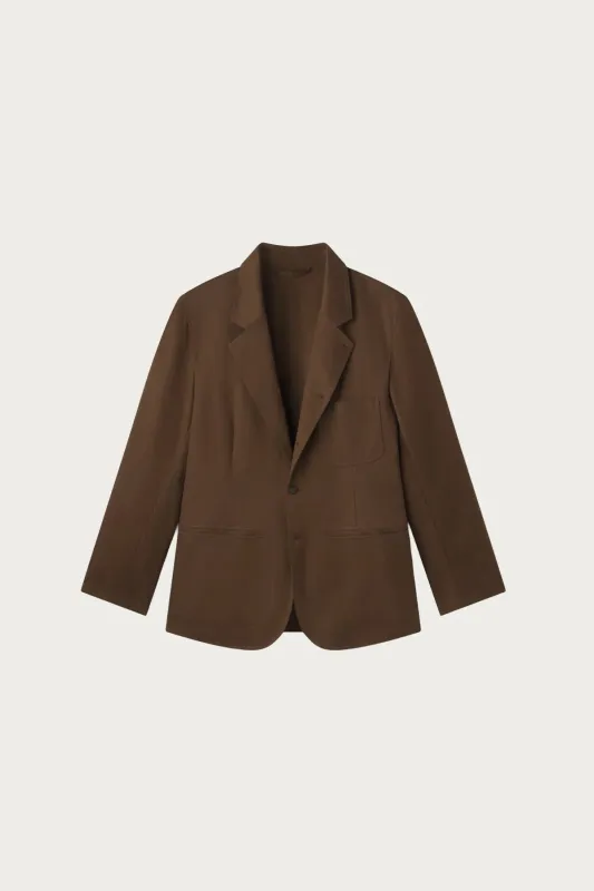 Cotton Linen Suit Jacket - Brown made by Canoe Club