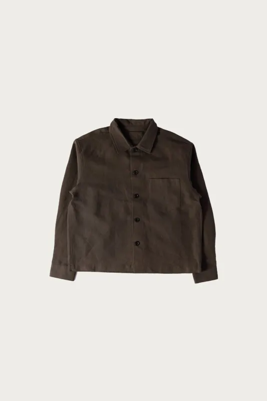 Travail Shirt - Coffee Grounds Belgian Linen made by James Coward