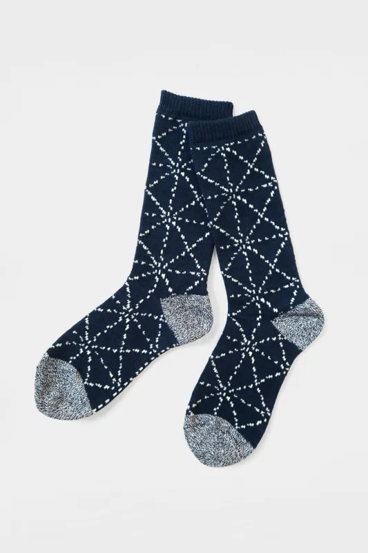 84 Yarns SASHIKO Socks - Navy made by Kapital