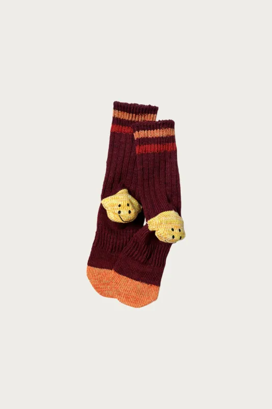 60 Yarns Grandrelle IVY RAINBOWY HAPPY Heel-Hold Socks - Burgundy made by Kapital
