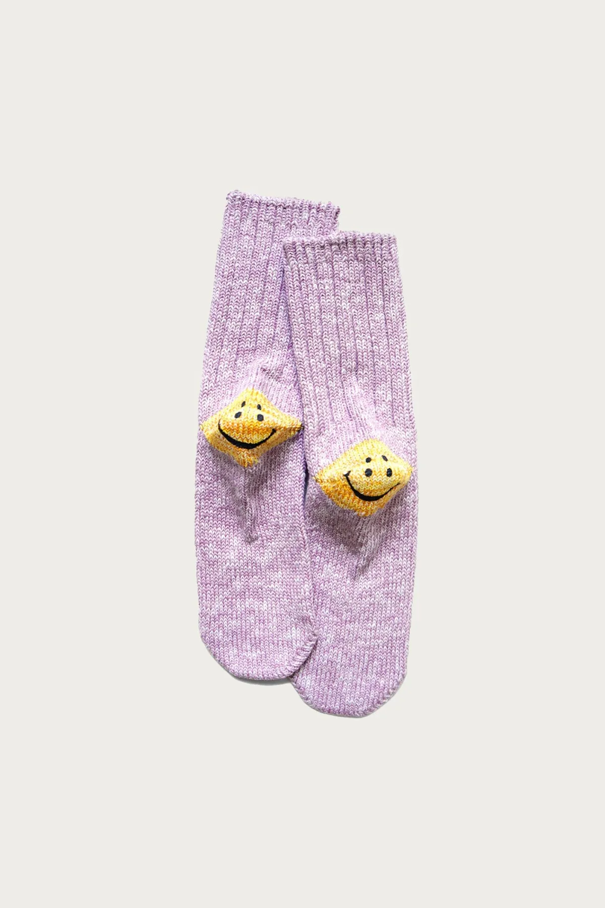 56 Yarns 3x1 Rib RAINBOWY HAPPY HEEL Socks - Purple sold by Canoe Club