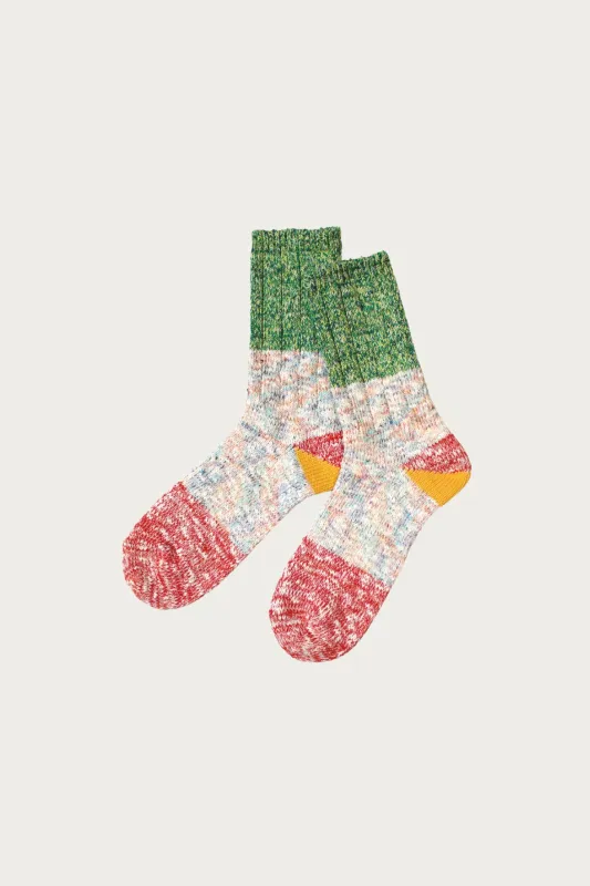 60 Yarns 2 TONES HEEL Socks - Red made by Kapital