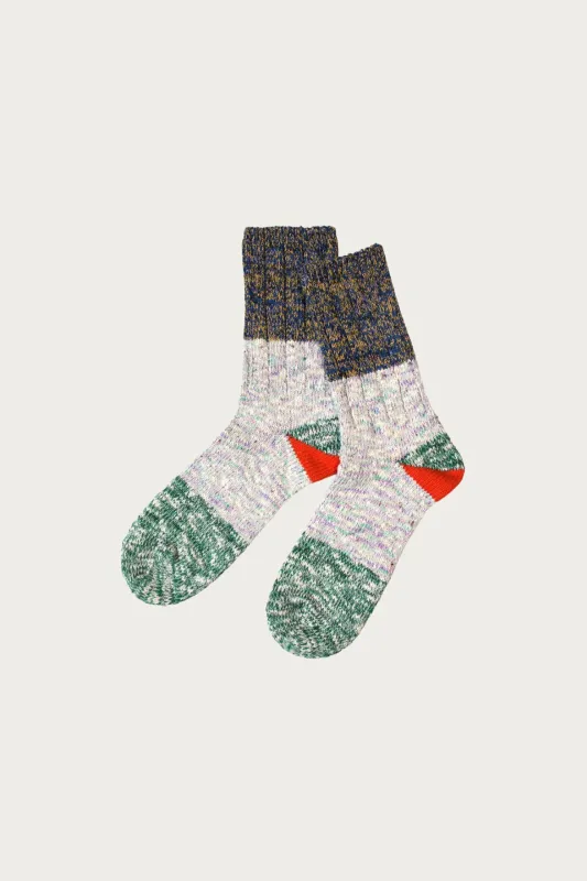 60 Yarns 2 TONES HEEL Socks - Green made by Kapital