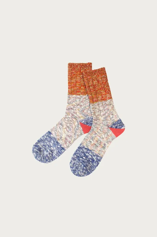 60 Yarns 2 TONES HEEL Socks - Blue made by Kapital