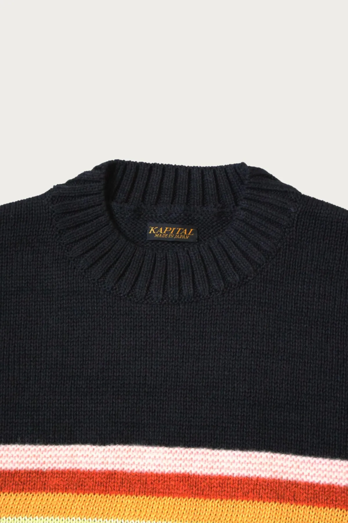 5G Cotton Knit 2-TONES PECKISH RAIBOW Crew Sweater - Black sold by Canoe Club product image thumbnail 3
