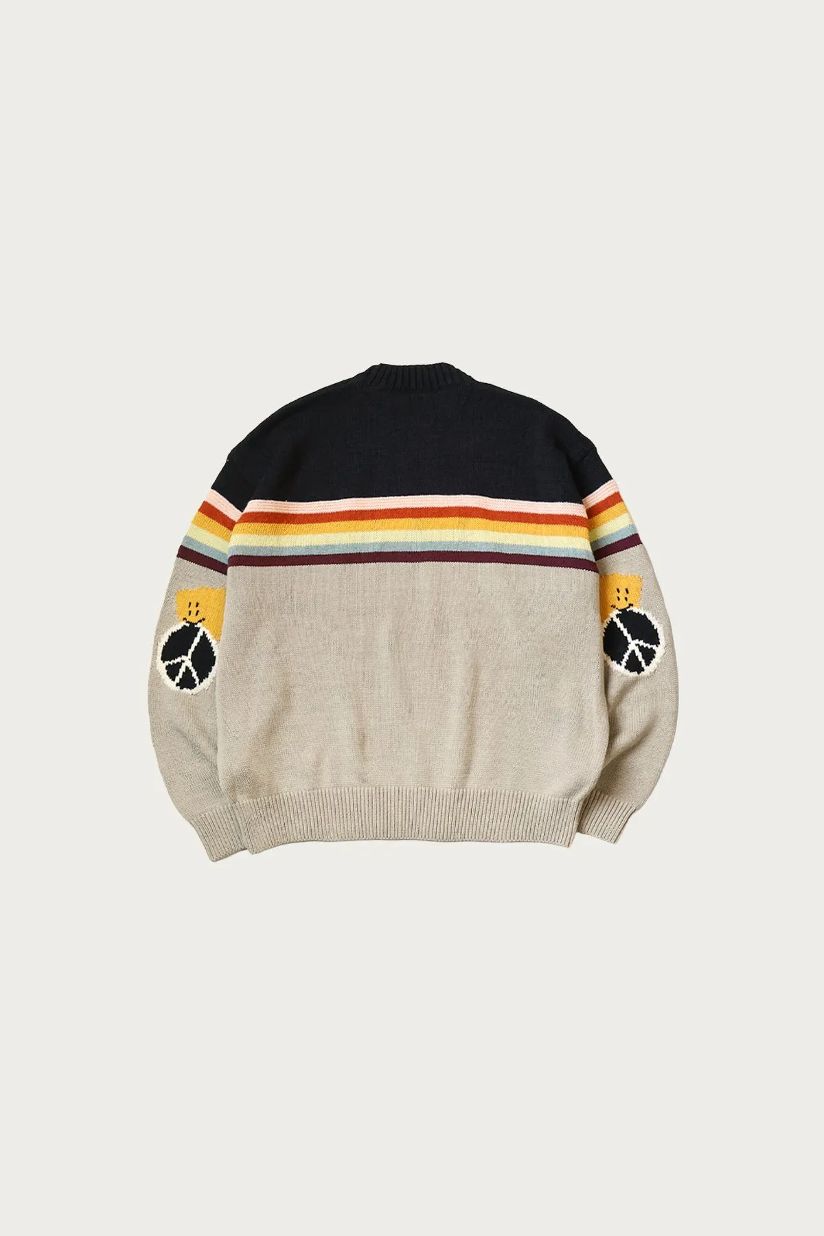 5G Cotton Knit 2-TONES PECKISH RAIBOW Crew Sweater - Black sold by Canoe Club product image thumbnail 2