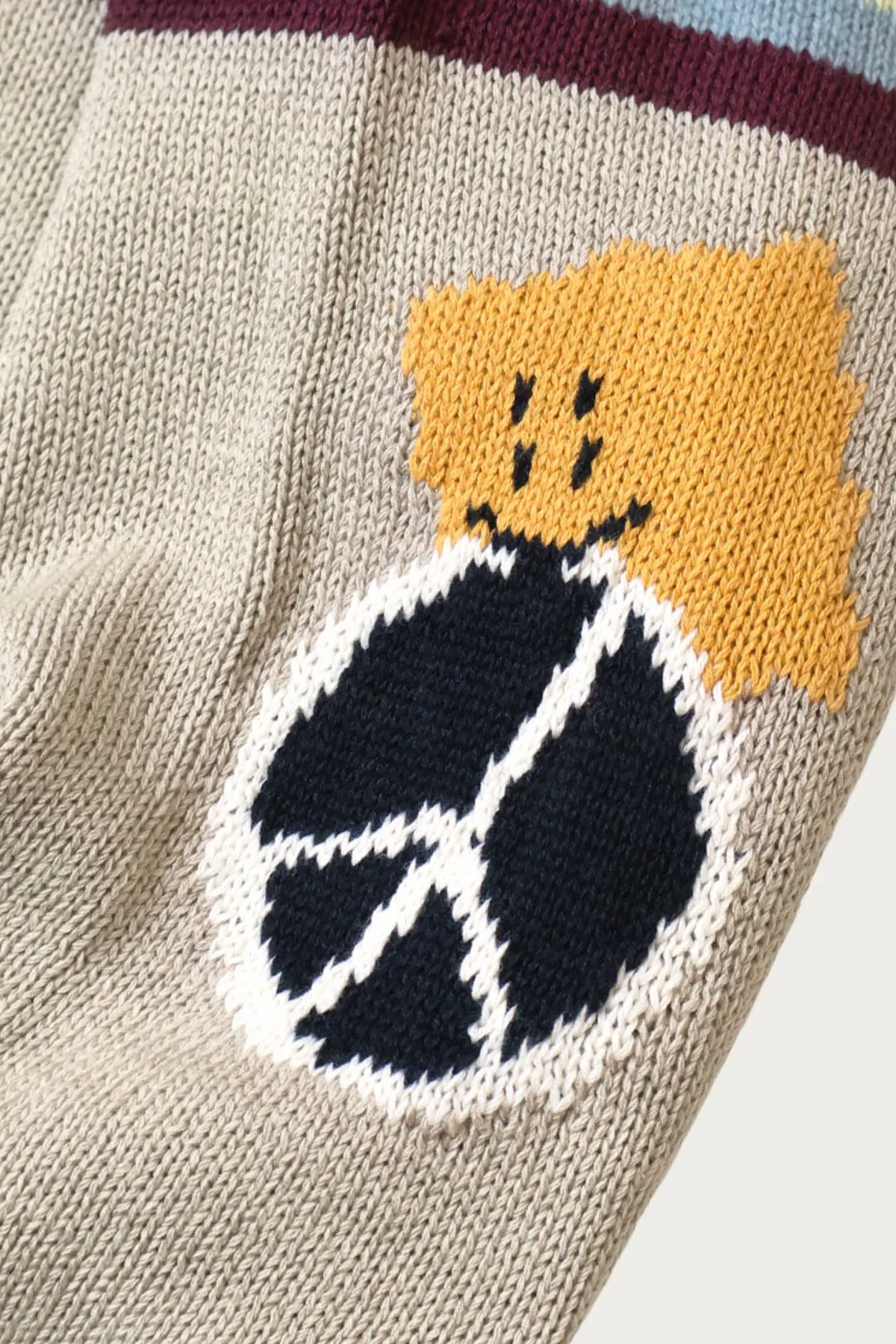 5G Cotton Knit 2-TONES PECKISH RAIBOW Crew Sweater - Black sold by Canoe Club product image thumbnail 4