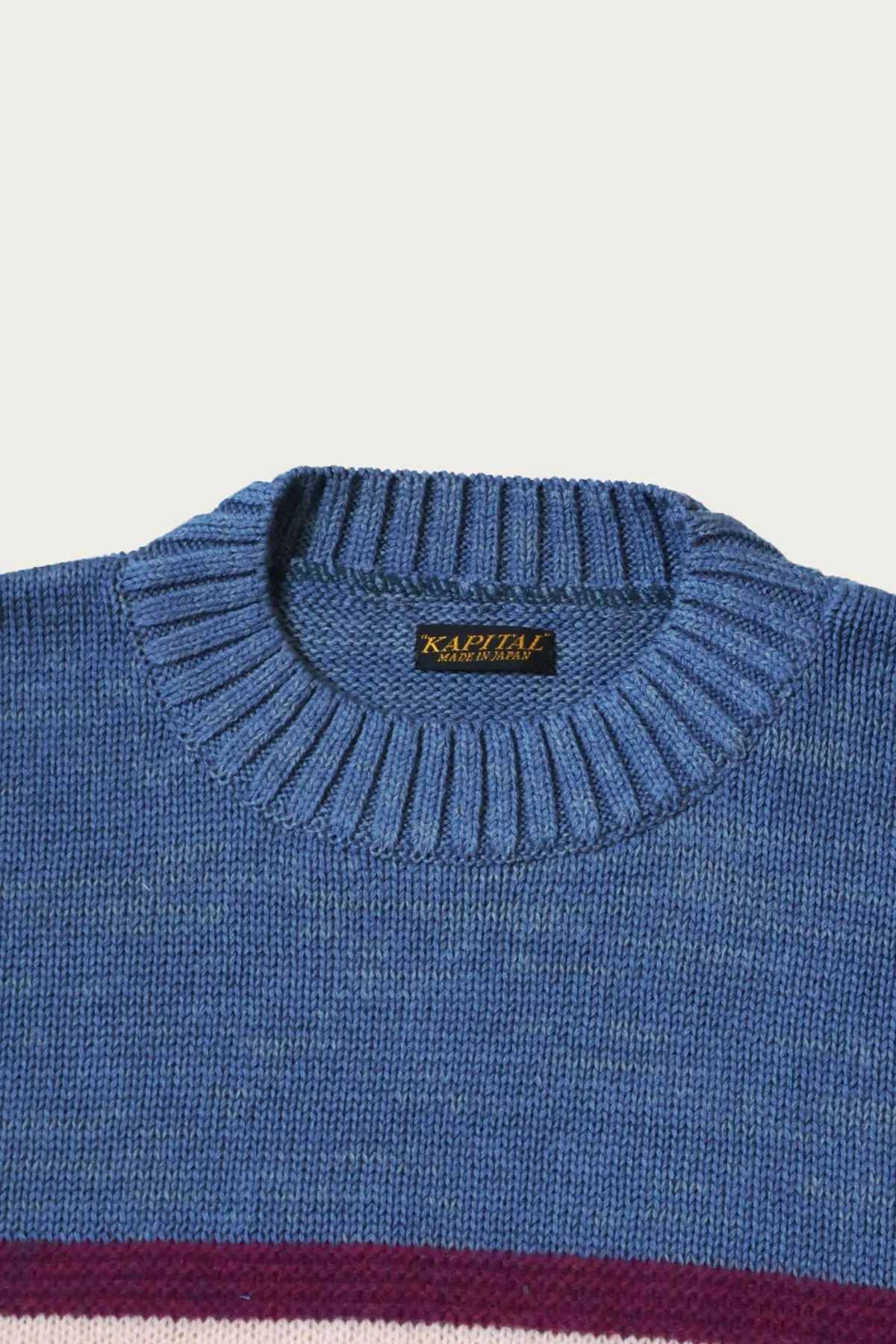 5G Cotton Knit 1-TONE PECKISH RAIBOW Crew Sweater - Blue sold by Canoe Club product image thumbnail 3