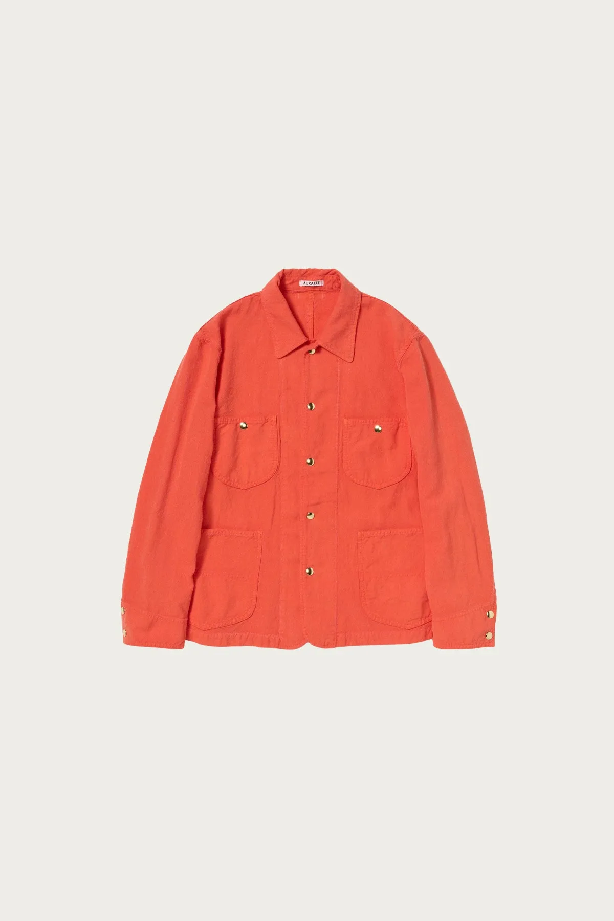 Wool Cotton Linen Ox Work Jacket - Red Orange sold by Canoe Club