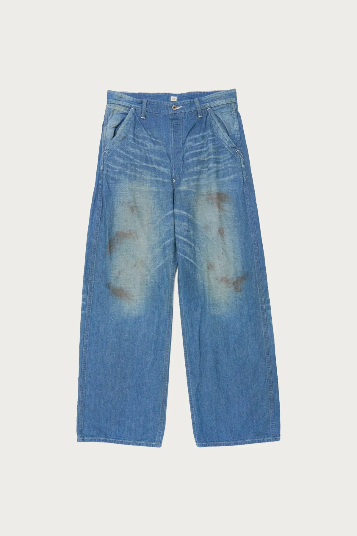 Lot. 717 Damaged Painter Pants w/ Buckle - Damaged Indigo sold by Canoe Club