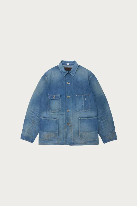 Lot. 716 Damaged Coverall w/ Chinstrap - Damaged Indigo made by Taiga Takahashi Mens