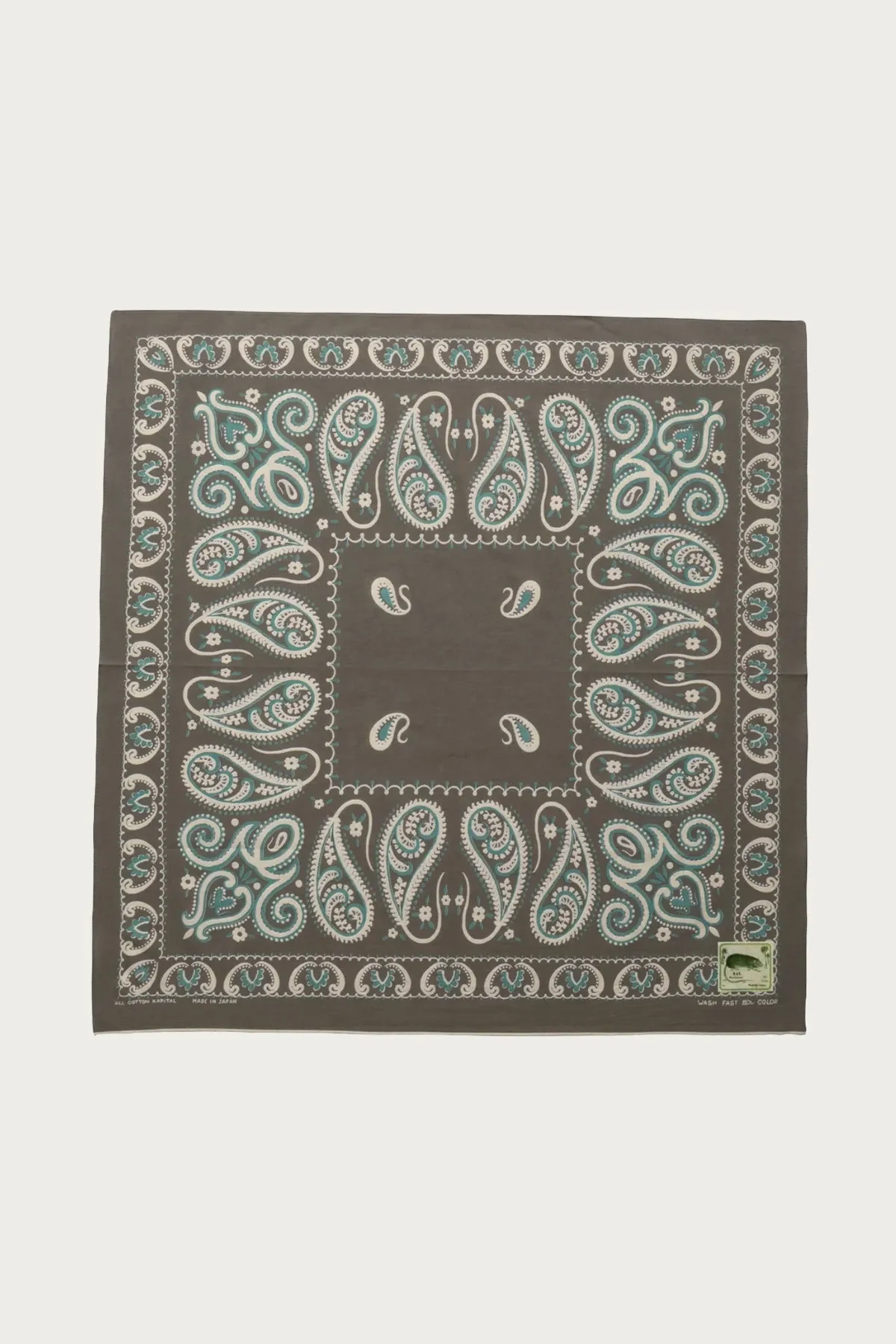Fastcolor Selvedge Bandanna (SAMBO Paisely) 30x30 - Khaki sold by Canoe Club