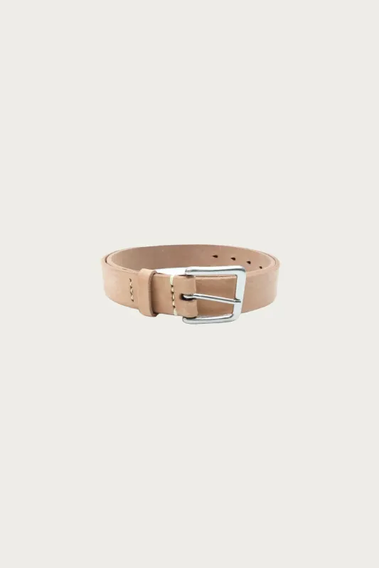 6218 Wide Leather Narrow Belt - Natural made by Full Count