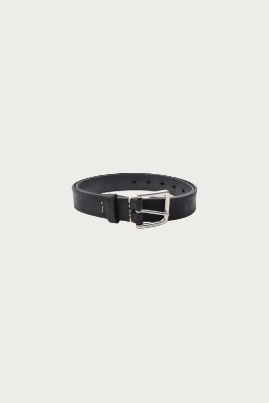 6218 Wide Leather Narrow Belt - Black made by Full Count