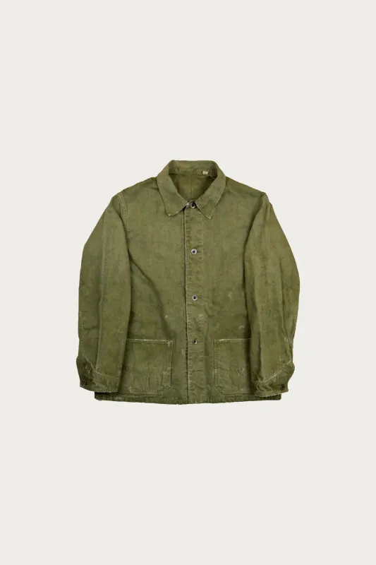 2053VE Tent Cloth Chore Jacket Vintage Effect - Olive Drab made by Full Count