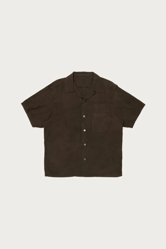 Lot. 113 Open Collar Shirt - Mud Dyed Brown made by Taiga Takahashi Mens