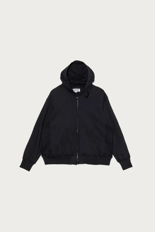 Zip Hoodie - Solid Black Cotton French Terry made by Canoe Club