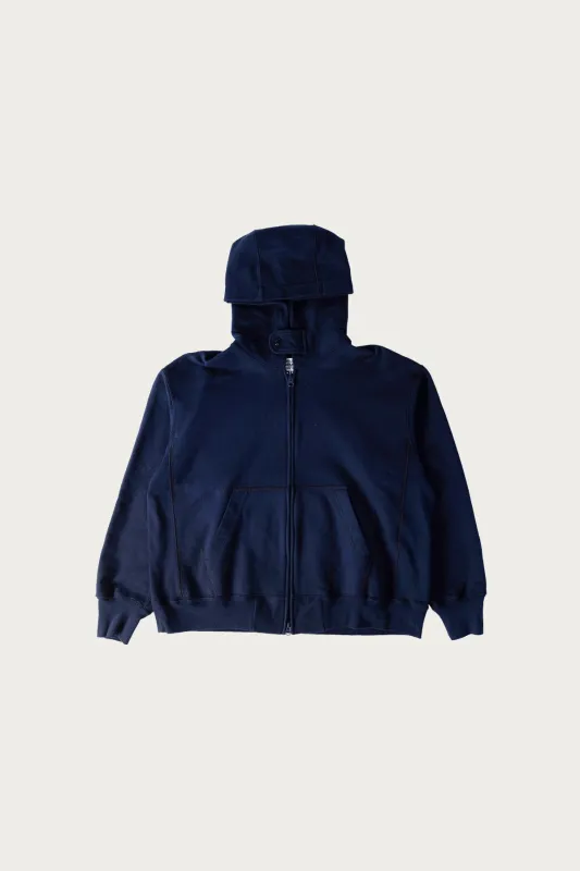 Zip Hoodie - Solid Navy Cotton French Terry made by Canoe Club