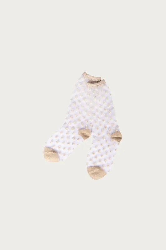 168 Yarns Crystal CACTUS Sheer Socks - Gold made by Kapital