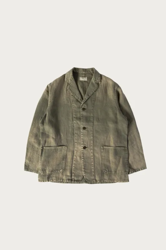 HBT Linen Work Jacket - Olive Drab made by Herill
