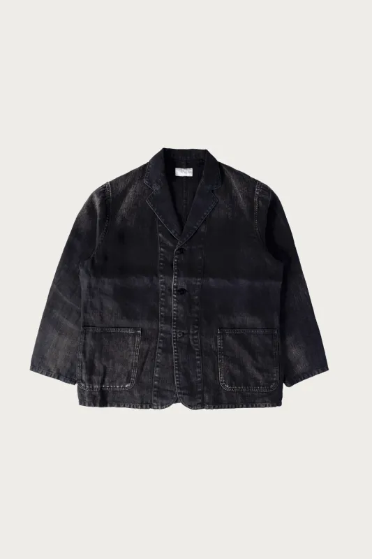 HBT Linen Work Jacket - Black made by Herill
