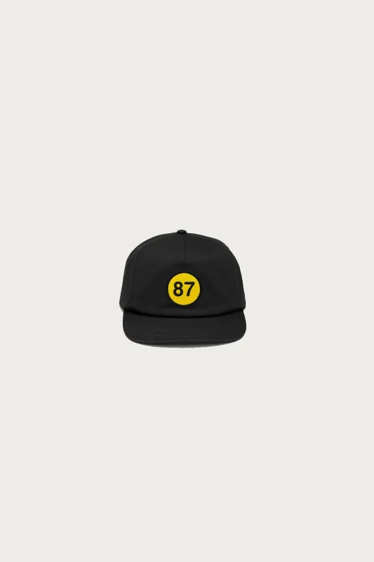 87 Five Panel Hat - Black with Yellow Patch made by Cowgirl