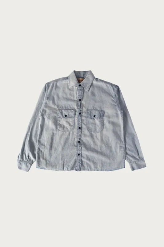 Raw Hem Hemp Chambray LS Shirt - Light Wash made by Canoe Club