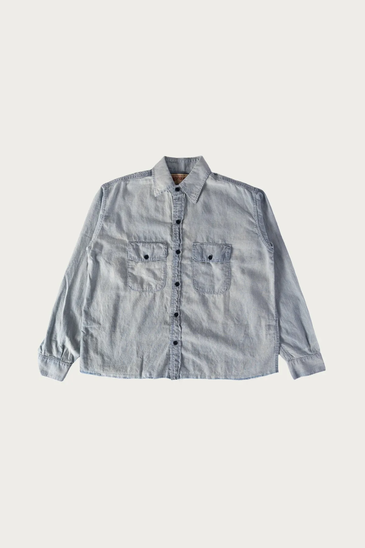 Raw Hem Hemp Chambray LS Shirt - Light Wash sold by Canoe Club