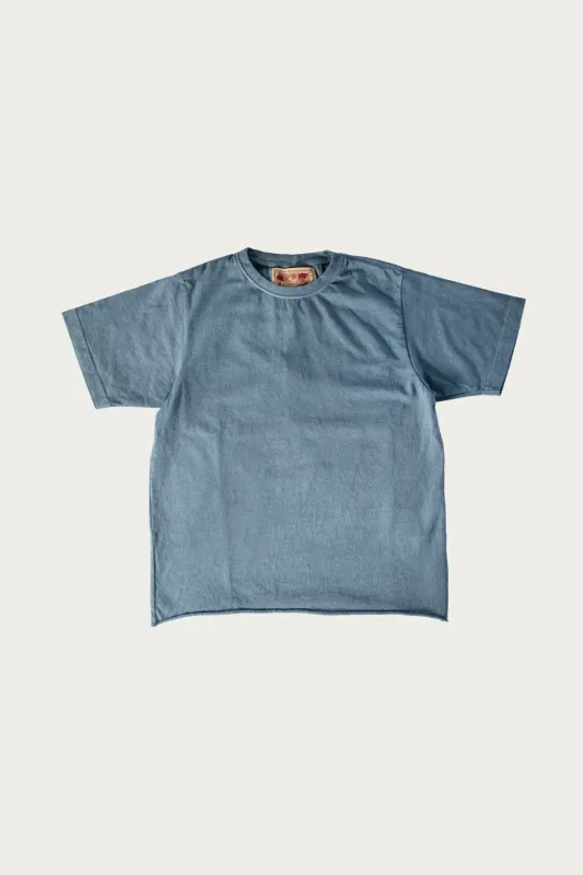 On The Farm Raw Hem Tee - High Tide Blue made by Canoe Club
