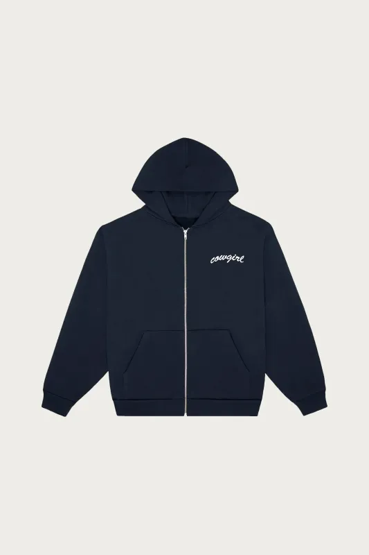 Small Script Zip-Hoodie - Dark Navy made by Cowgirl