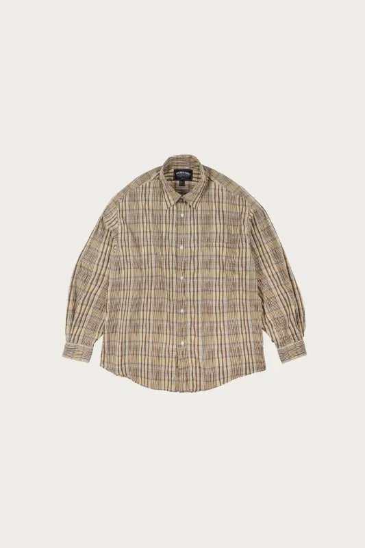 Gathered Check Shirt - Beige made by FrizmWORKS