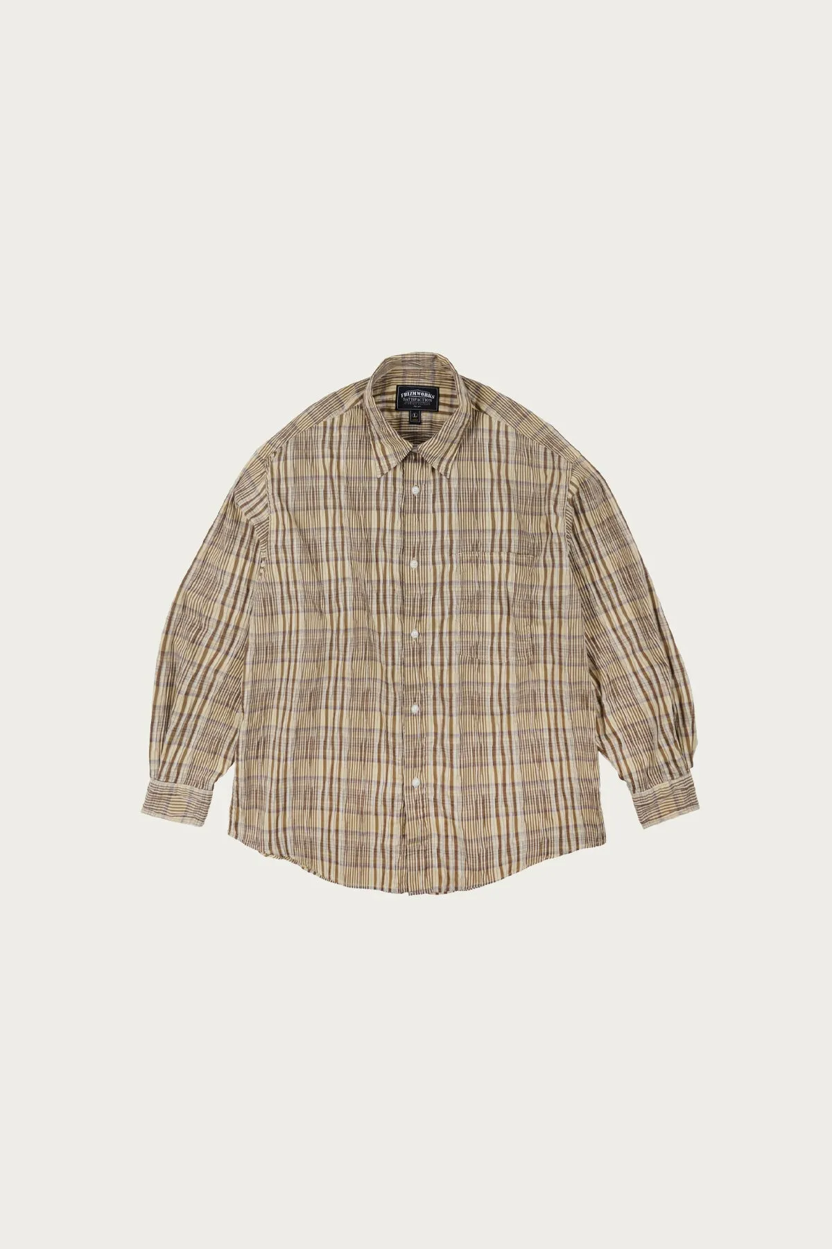 Gathered Check Shirt - Beige sold by Canoe Club
