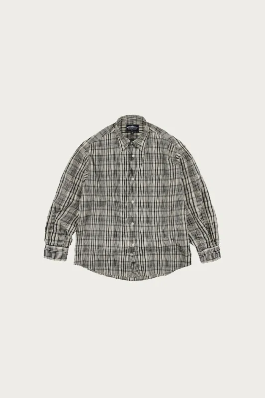 Gathered Check Shirt - Black made by FrizmWORKS