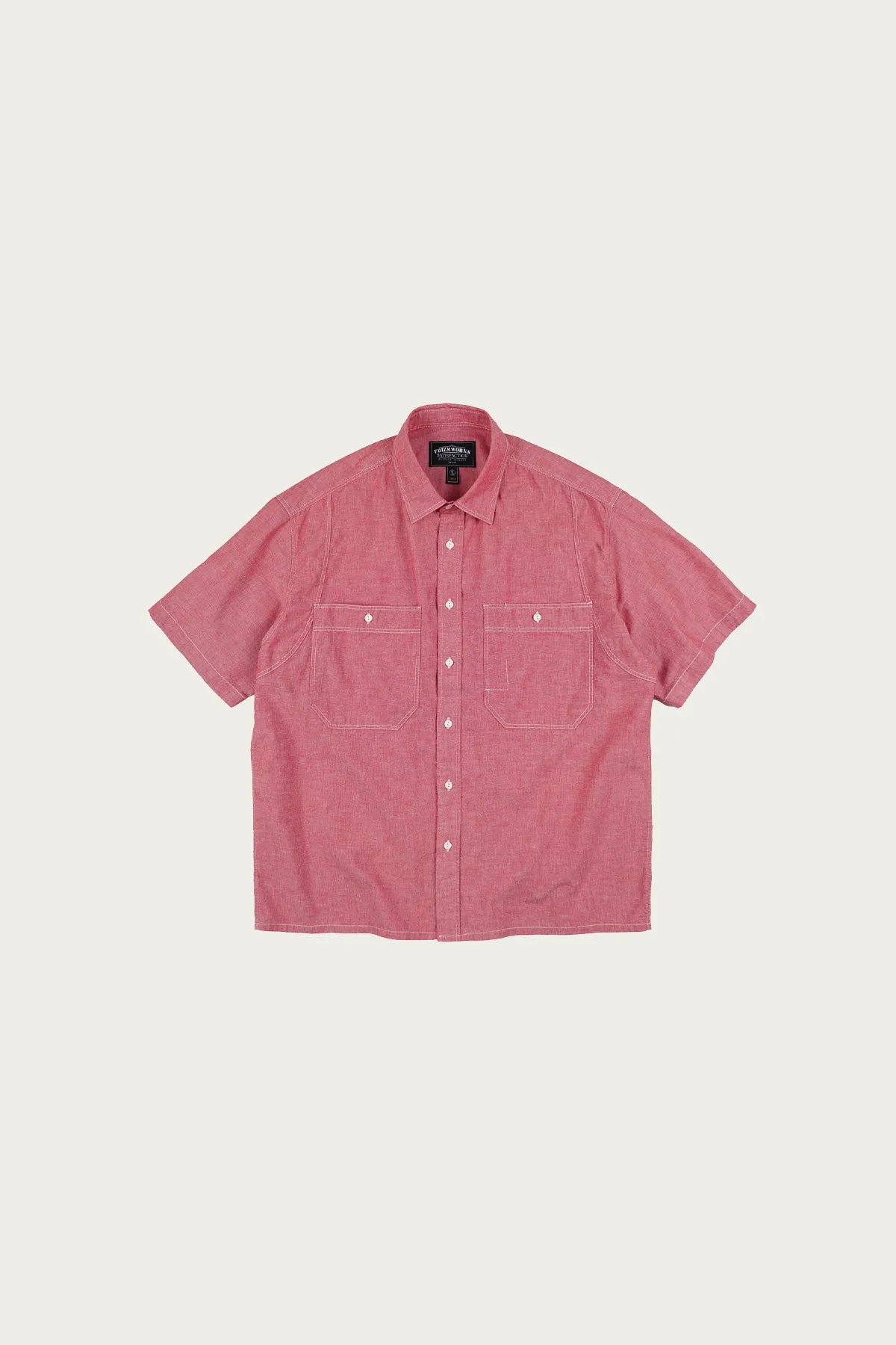 Chambray Big Pocket Half Shirt - Red sold by Canoe Club