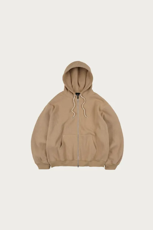 Waffle Hood Zip Up Parka - Beige made by FrizmWORKS