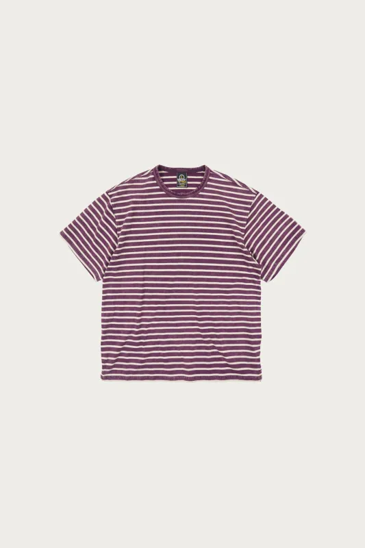 Vintage Faded Stripe Half Tee - Purple made by FrizmWORKS