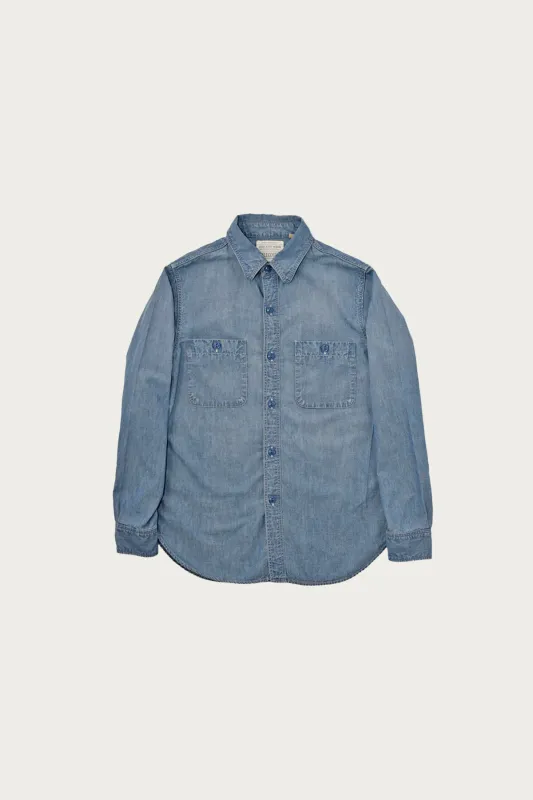Chambray Shirt "Fade" - Blue made by Full Count
