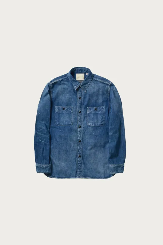 Denim Work Shirt - Indigo Blue made by Full Count