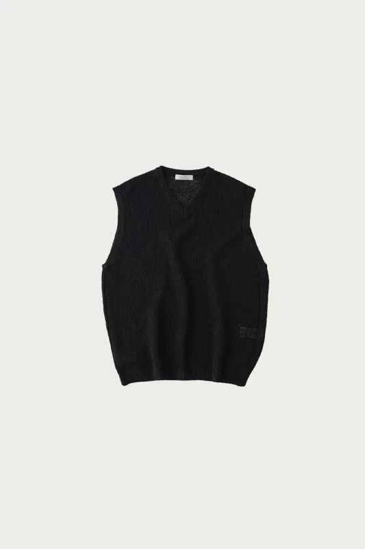Linen Cotton Hemp Knit Vest - Black made by Confect by Nestrobe