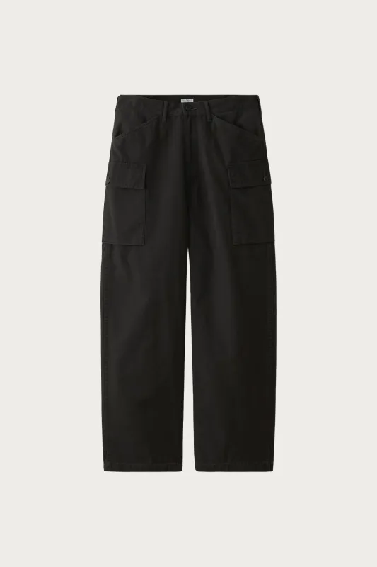 Poplin Cloth Cargo Trousers - Faded Charcoal made by Canoe Club