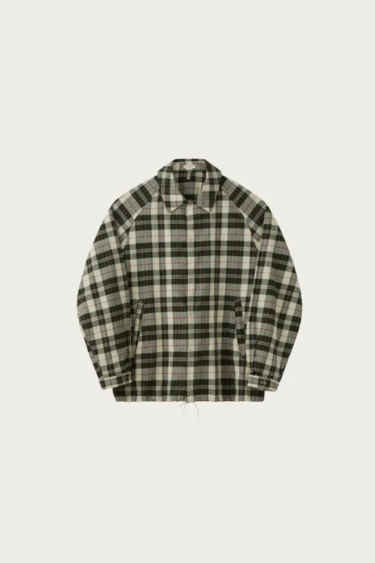 Madras Coach Jacket - Ecru/Olive made by Canoe Club