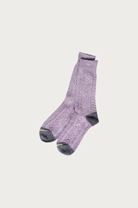 96 Yarns Linen Jacquard KUBA Socks - Purple made by Kapital