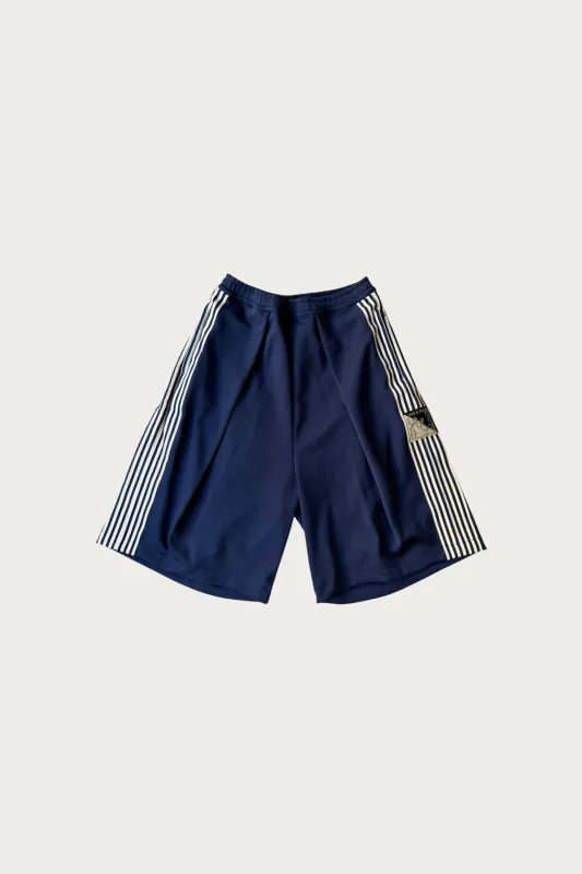 Smooth Jersey KOME-KOME Track Jorts (BannerStripe) - Navy made by Kapital