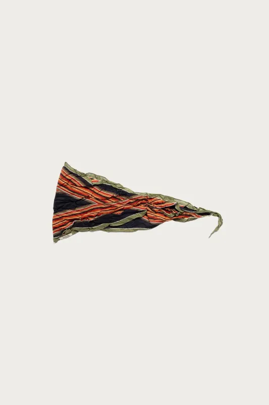WASHER Crinkle Silk Neckerchief (PECOS Stripe) - Black made by Kapital
