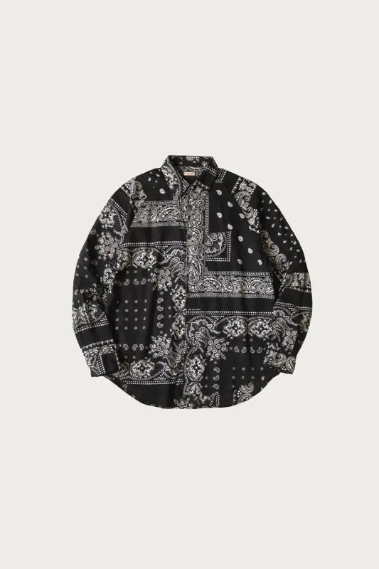 Gauze RAT BRAND Bandanna Patchwork Raglan Shirt - Black made by Kapital